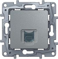 Розетка компьютерная без рамки Legrand Etika 1-м. RJ45 6e алюминий картинка